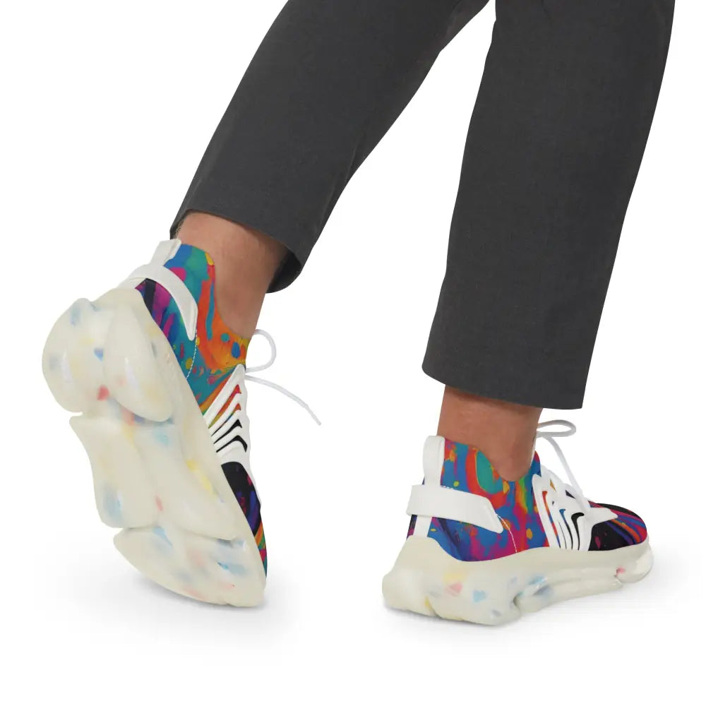 Colorful athletic shoes from PixiOnyx Psywave Footwear Men’s Mesh Sneakers Voidspiral Mirage