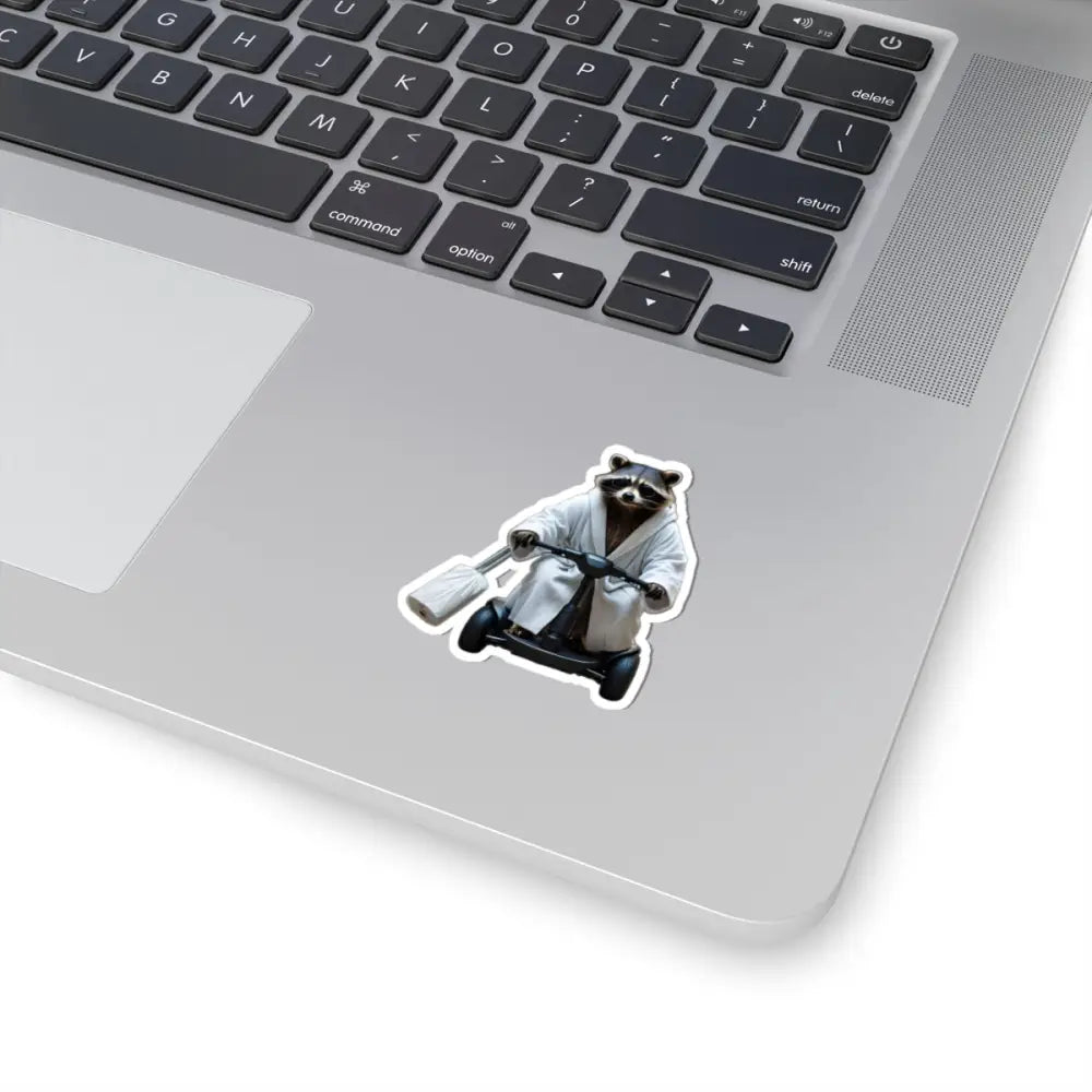 Raccoon in robe on scooter sticker for Mobility Mogul Decal by PixiOnyx Vinyl