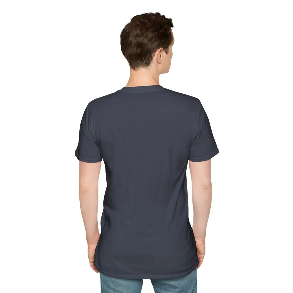 Unisex softstyle T-shirt with ribbed knit collar featuring New York City skyline graphic