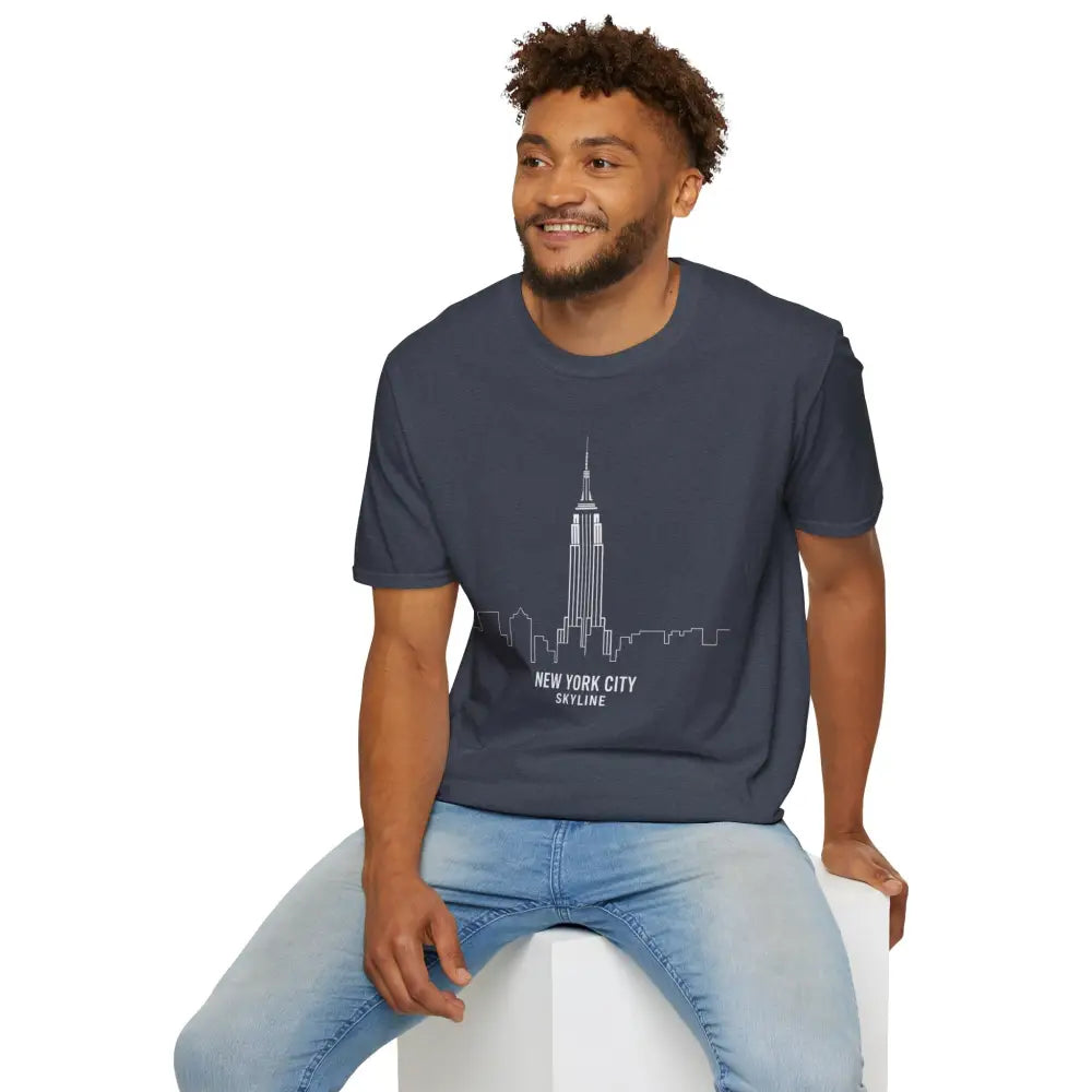 Unisex softstyle T-shirt with NYC skyline and Empire State Building graphic, classic fit