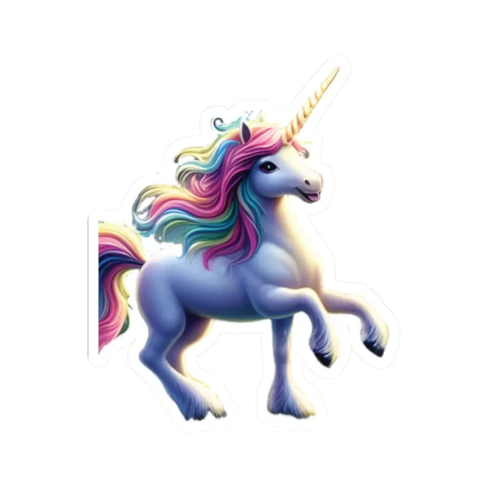 Colorful unicorn with a golden horn sticker for laptops and gifts from PixiOnyx