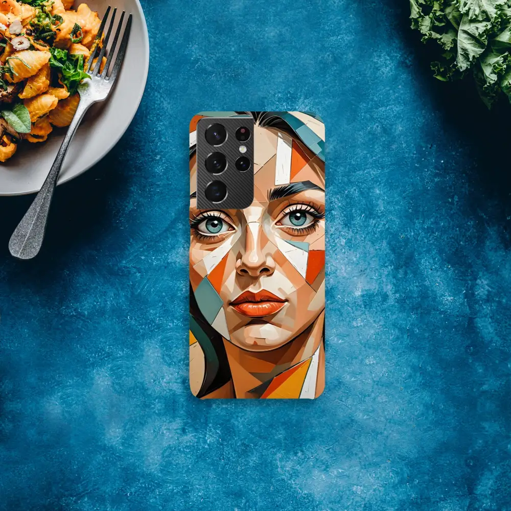 Samsung Slim Case Prismatic Portrait featuring geometric woman’s face design