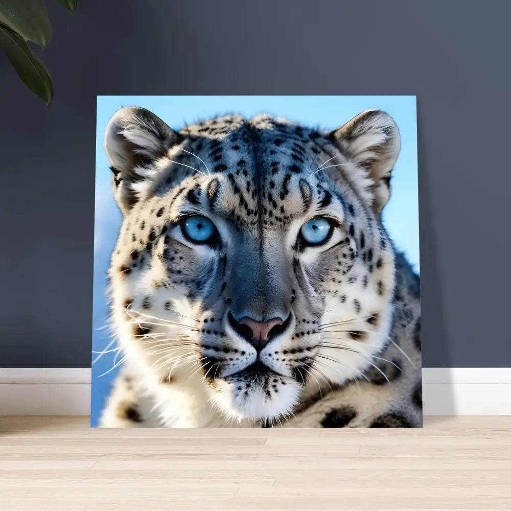 Snow Leopard portrait with striking blue eyes for Glacier Gaze PixiOnyx Fine Art Print