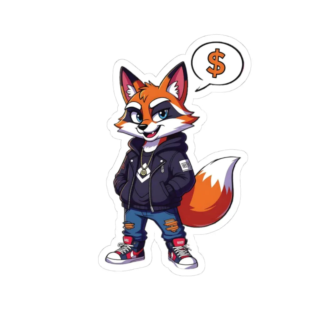Cartoon fox sticker with dollar sign from Urban Style Animal Art collection
