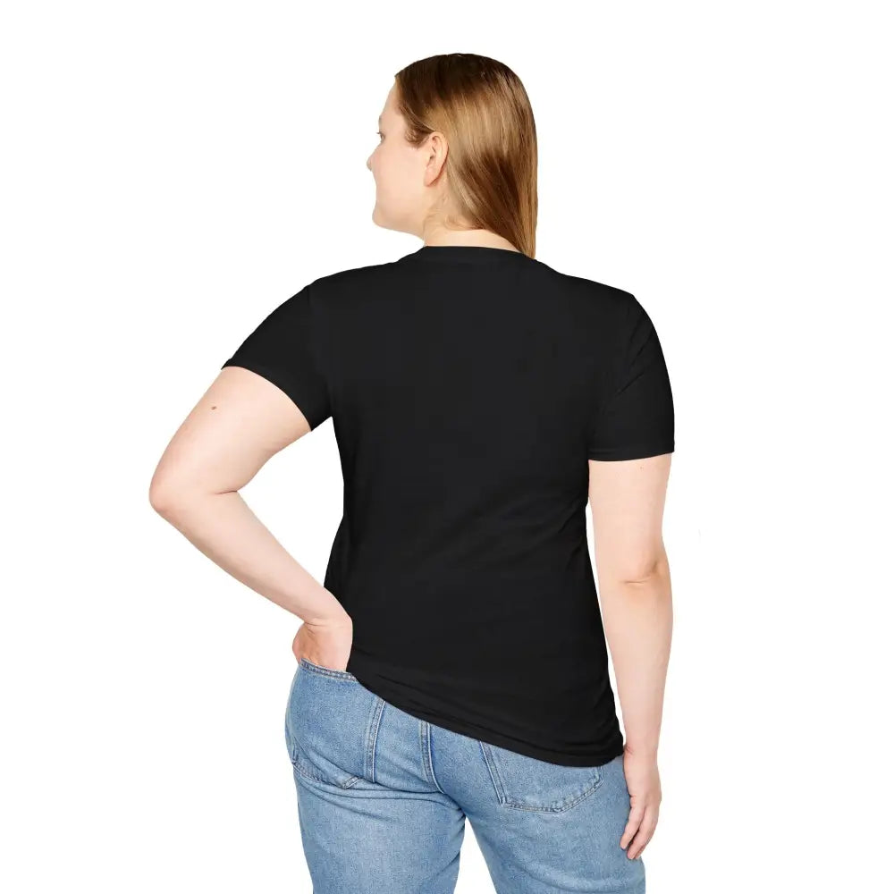 Black short-sleeve crewneck T-shirt with pyramid graphic, low heat print, easy care