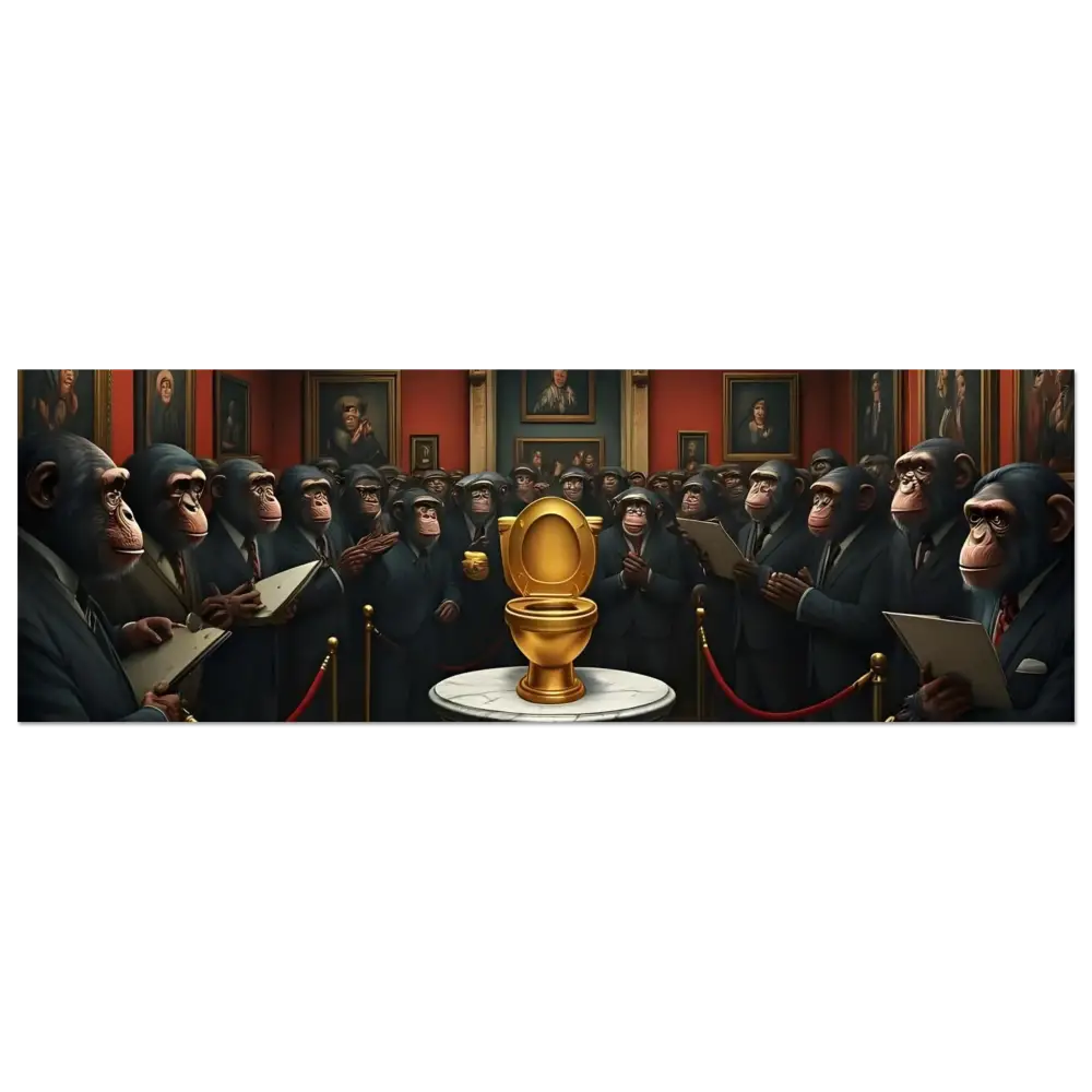 Golden Toilet displayed as The Golden Throne Aluminum Print PixiOnyx Metallic Satire Wall Art