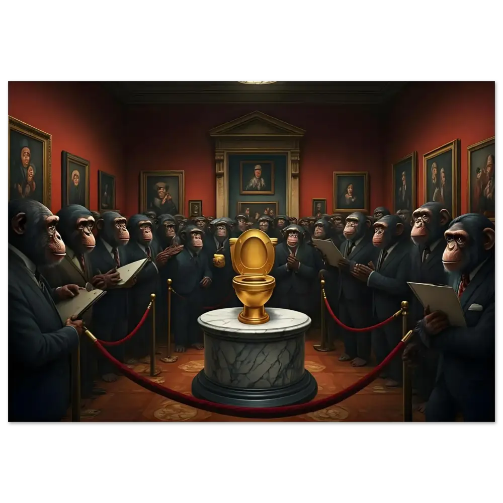 Golden Toilet displayed as The Golden Throne Aluminum Print PixiOnyx Metallic Wall Art