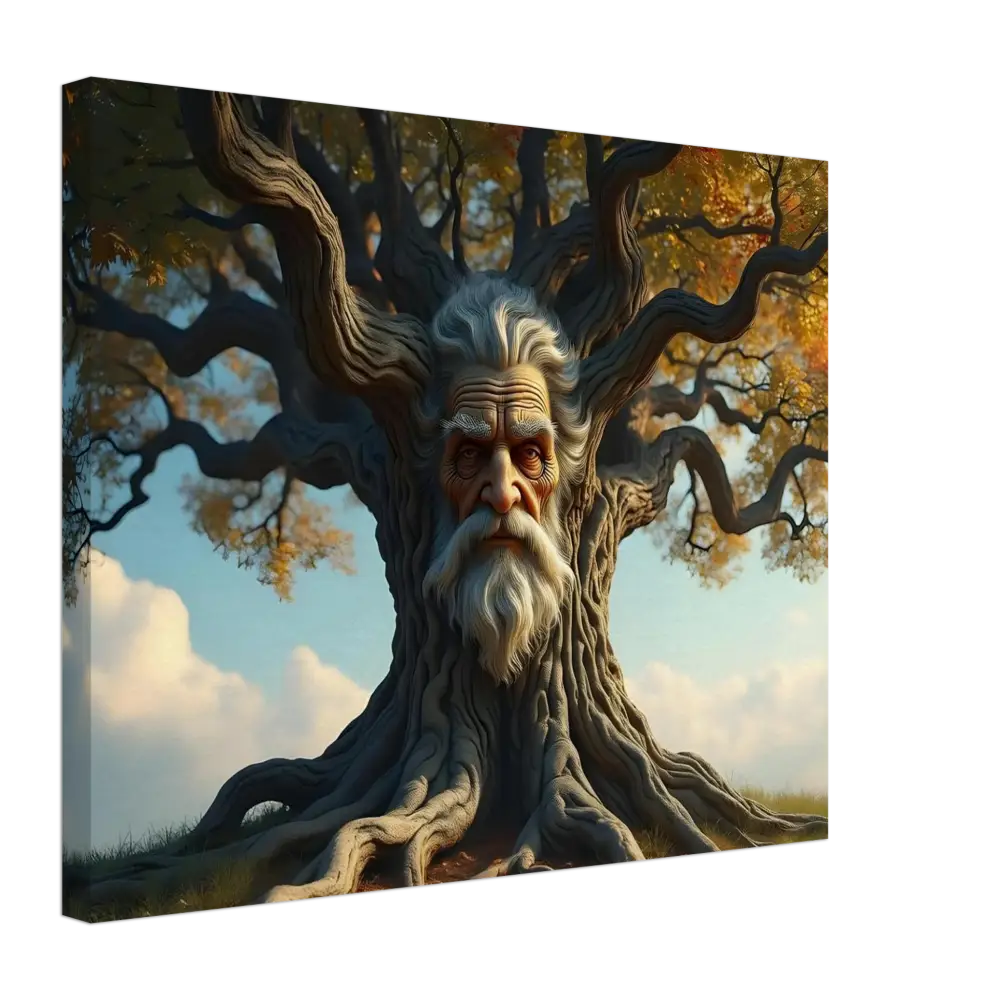 Tree with an old man’s face artwork from Treeface Canvas – The Wisdomroot Sentinel