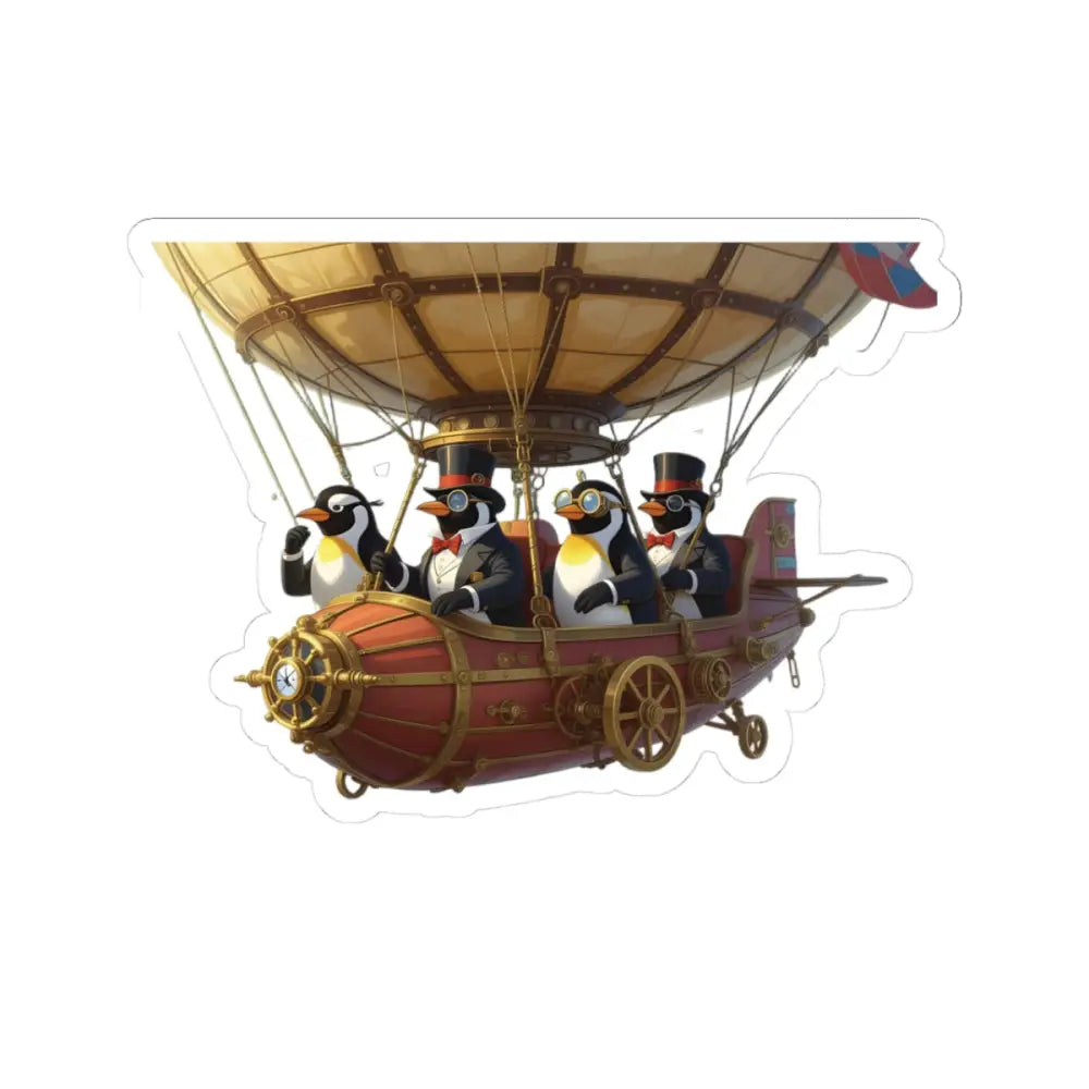 Steampunk Penguin Airship Sticker on Whimsical Penguin Balloon Stickers Product Page