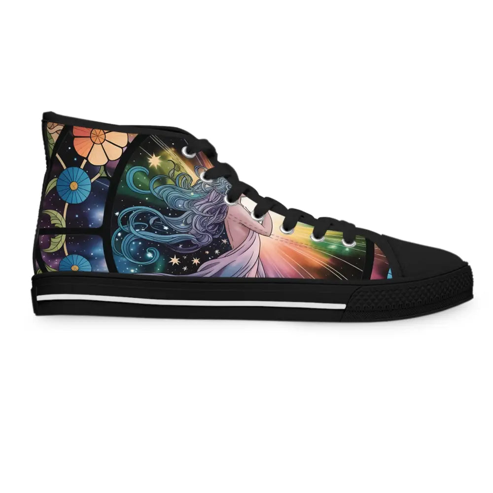 Women’s High Top Sneakers with Celestial Art, Celestial Bloom PixiOnyx Streetwear