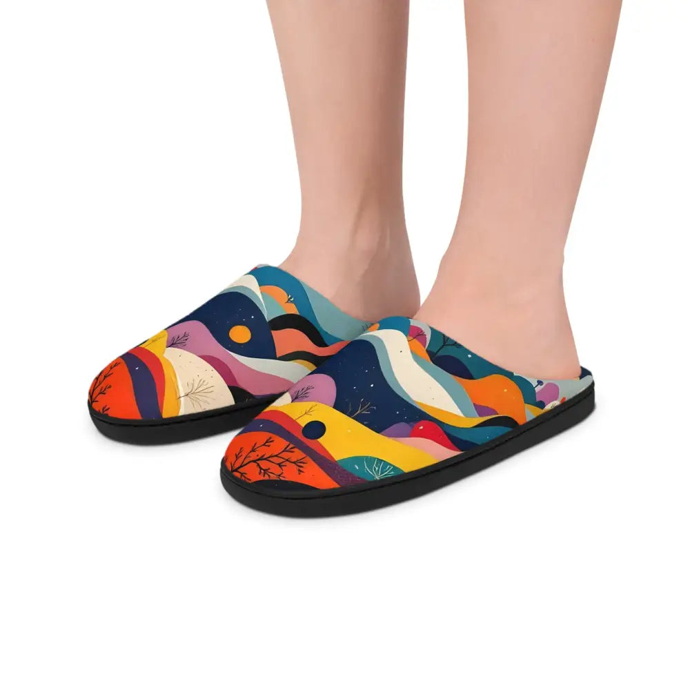 Colorful patterned slippers for women from Flowstate Mirage PixiOnyx Psychedelic Comfortwear