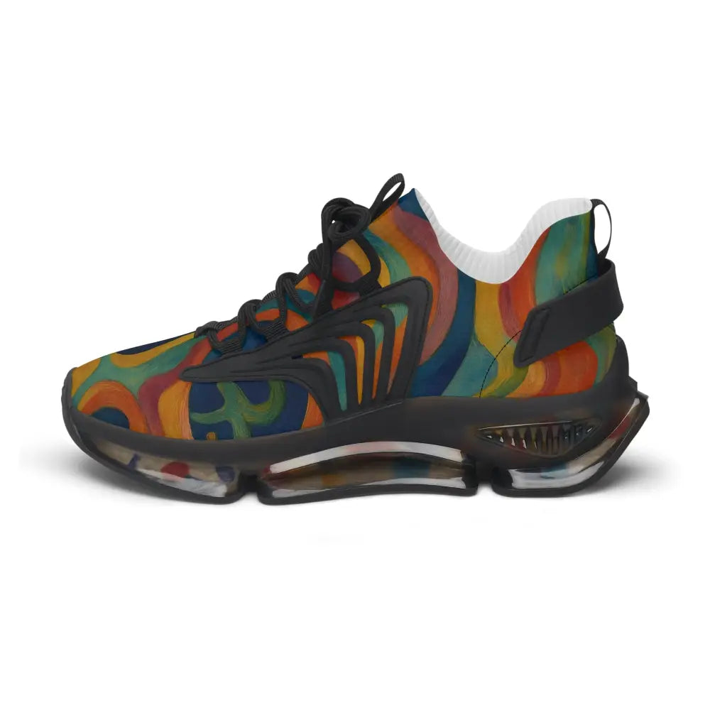 Colorful patterned athletic shoe from Women’s Mesh Sneakers Craniocolor Urban Camo Psychedelic Streetwear by PixiOnyx