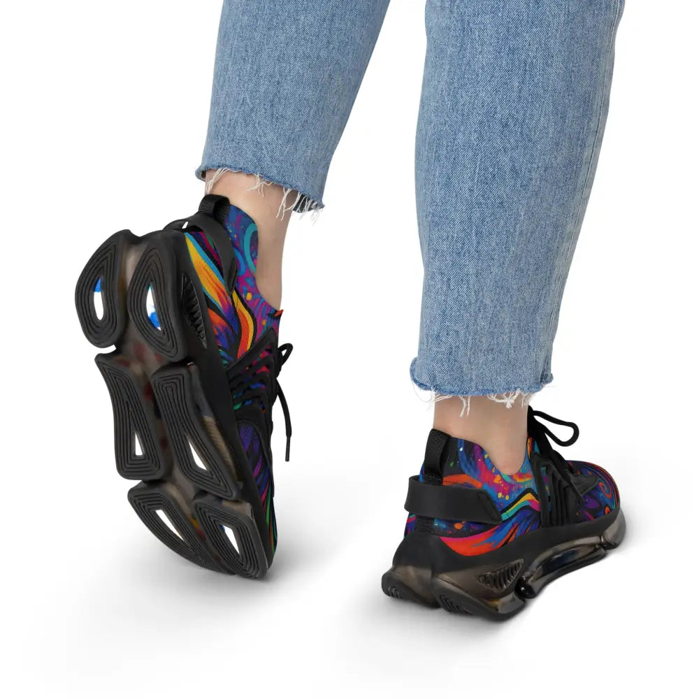 Colorful athletic shoes from Women’s Mesh Sneakers Rebirth in Neon Flame by PixiOnyx
