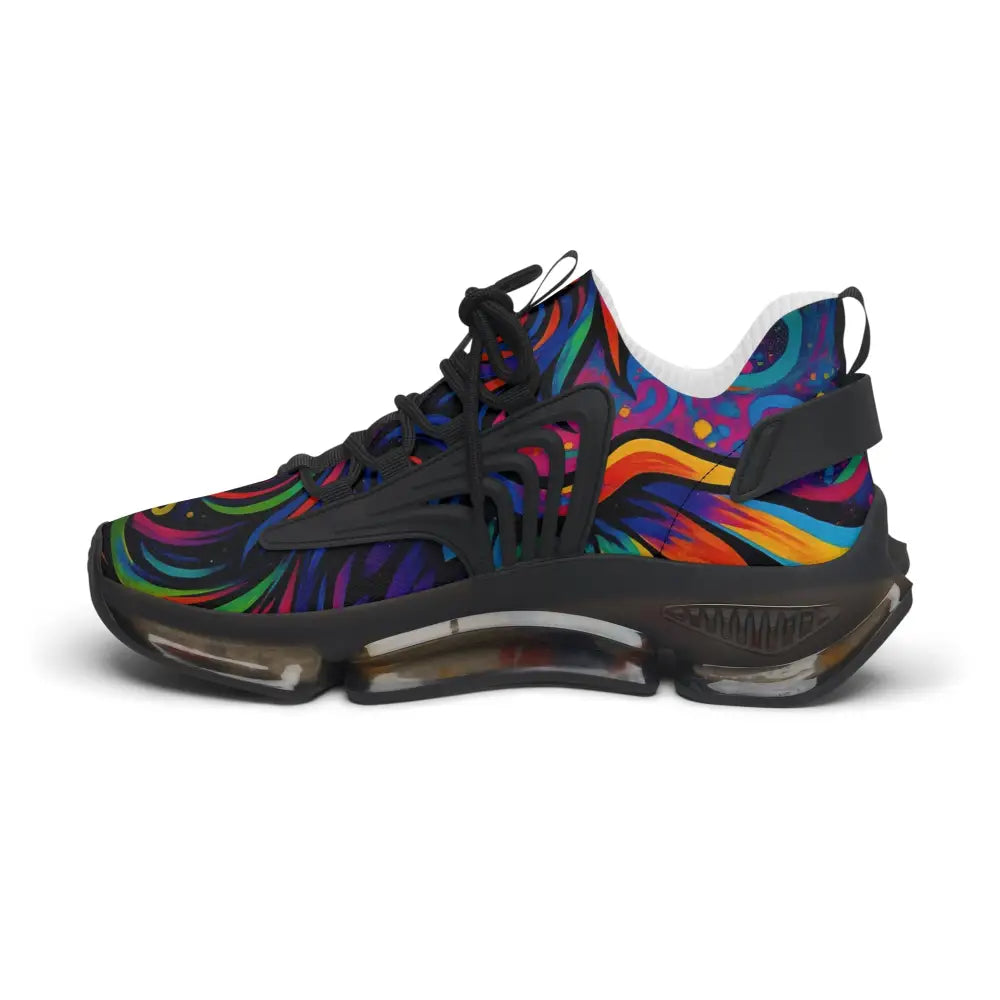 Colorful patterned athletic shoe from Women’s Mesh Sneakers Rebirth in Neon Flame PixiOnyx