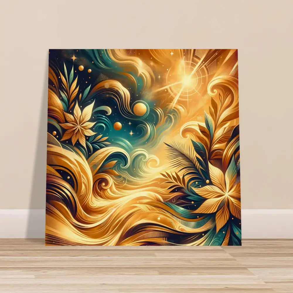 Abstract floral and celestial art on Wood Print Nebula Bloom Cascade by PixiOnyx
