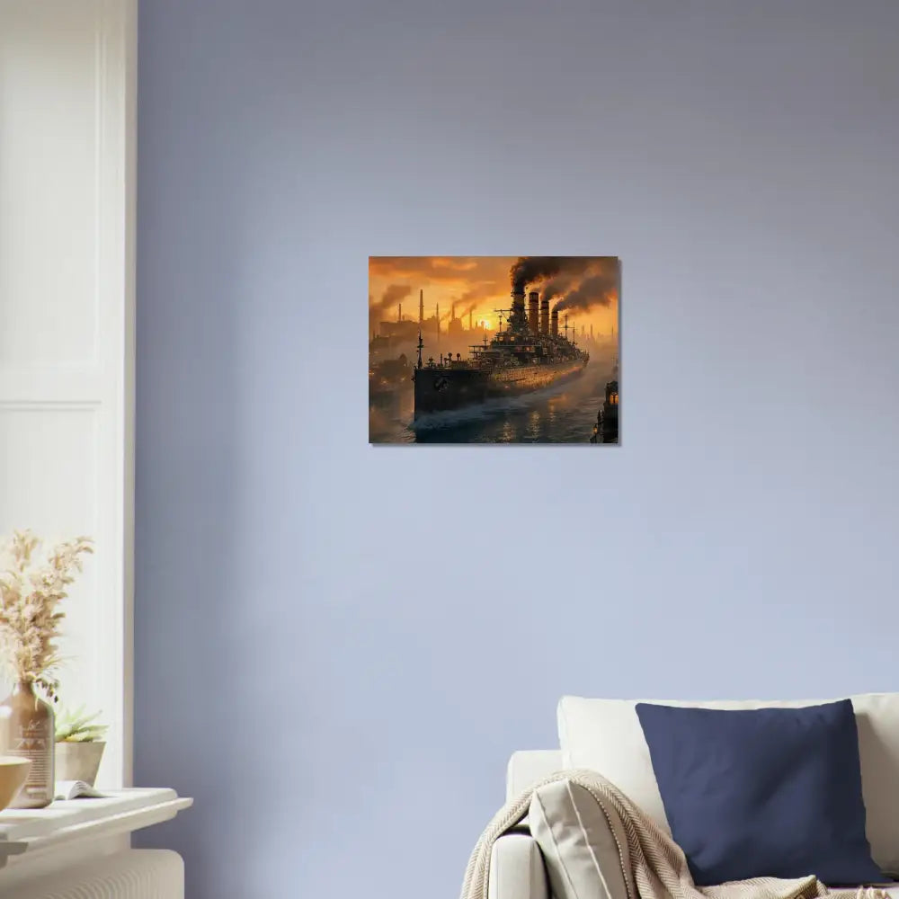 Wood Print Steel Leviathan at Dusk meets PixiOnyx Burntgrain Relic industrial port painting