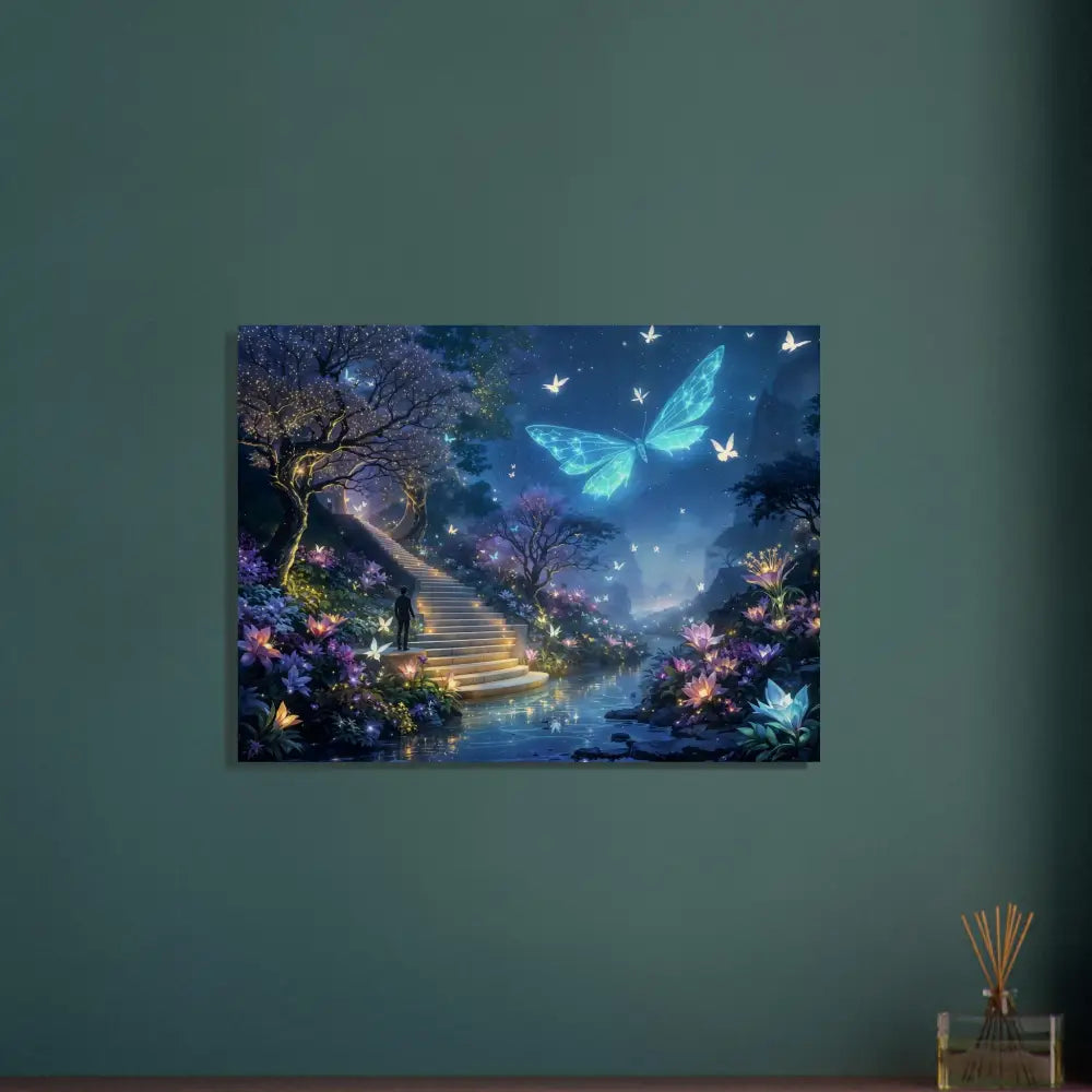 Fantasy landscape painting on Wood Prints Biolumina The Valley Beyond by PixiOnyx