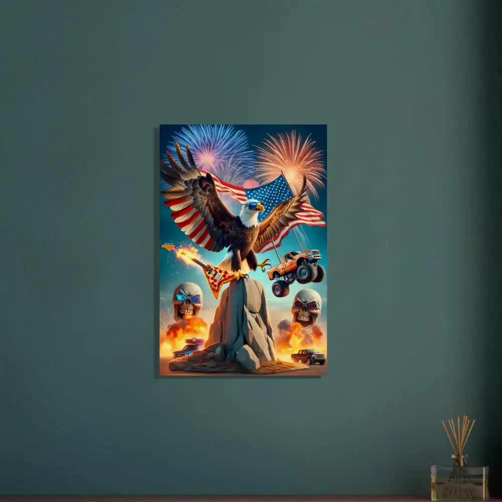 Patriotic eagle artwork on rustic wood print in PixiOnyx Freedom Shreds Eternal collection