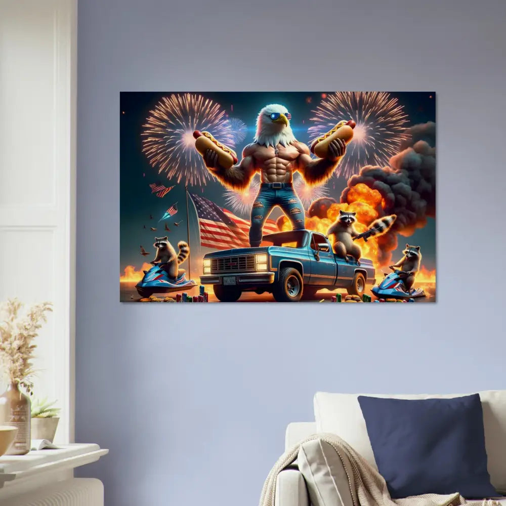 Patriotic eagle-themed artwork on wood print in PixiOnyx Rustic Americana collection