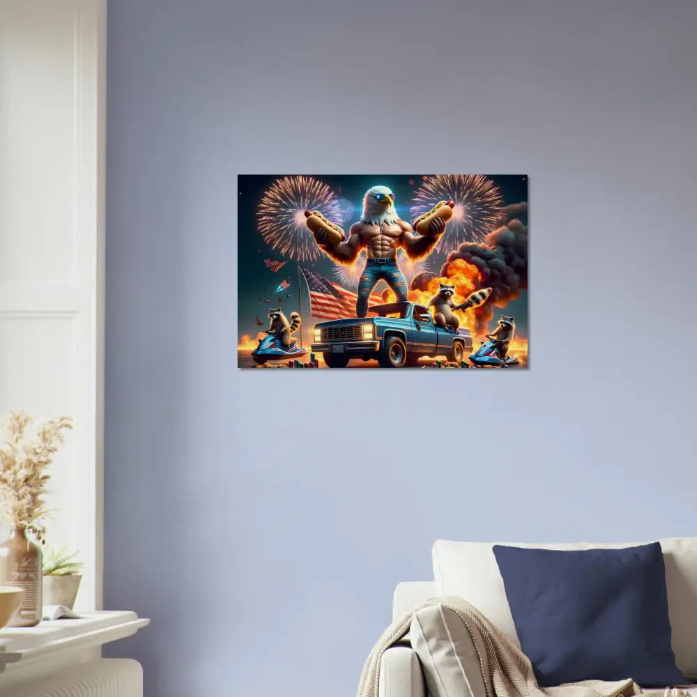 Patriotic eagle-themed artwork on Wood Print in PixiOnyx Rustic Americana collection