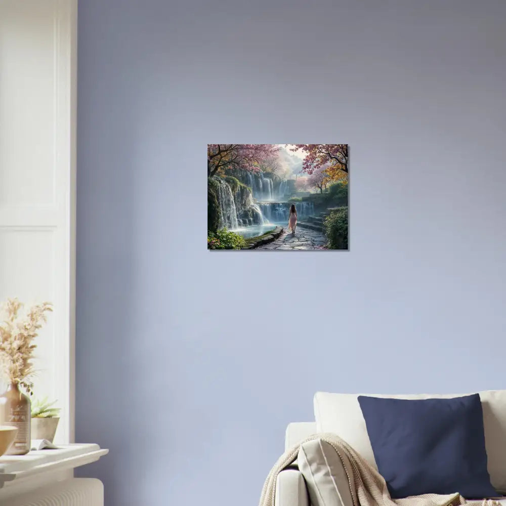 Waterfall landscape art on Wood Prints The Waterfall Orchard PixiOnyx Naturalgrain Bloom Edition
