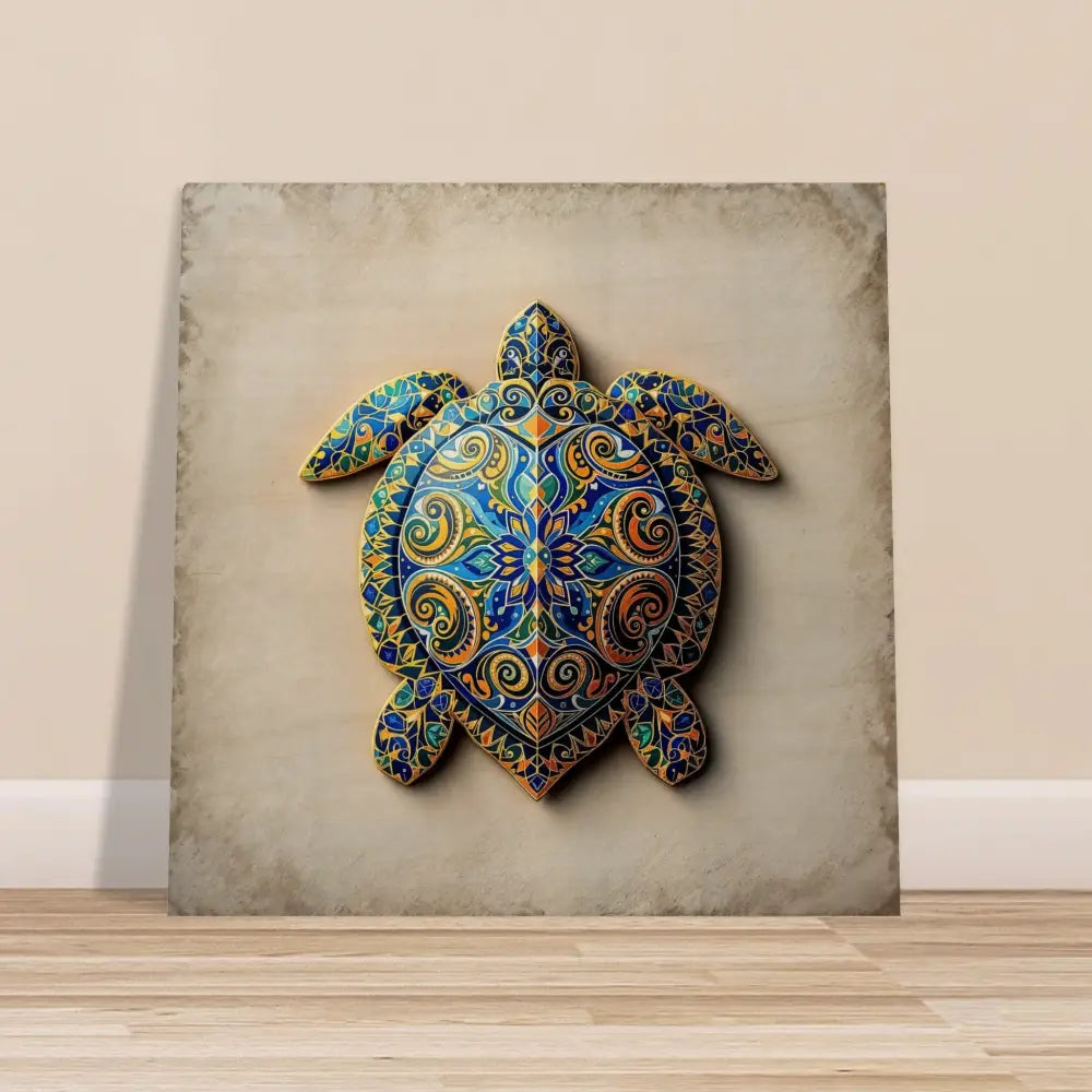 Ornate turtle wall art featuring intricate shell patterns on Wood Prints by PixiOnyx
